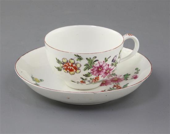 A rare Derby cup and saucer, c.1758, d. 12.7cm